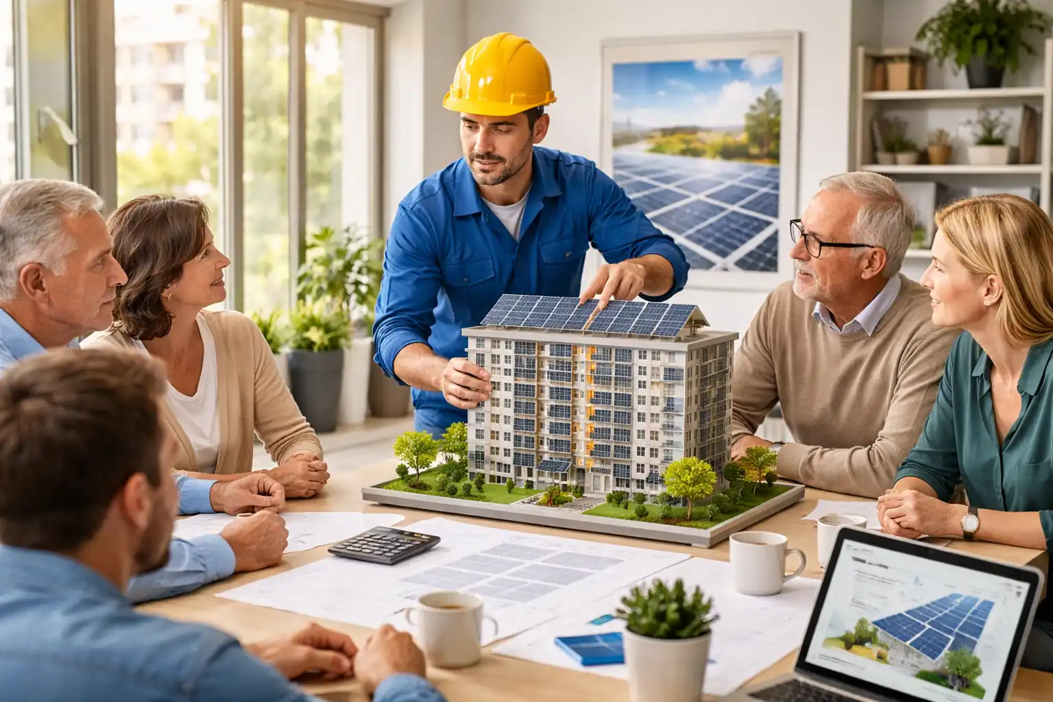 Comunidad de vecinos con instalación de autoconsumo solar compartido en Madrid