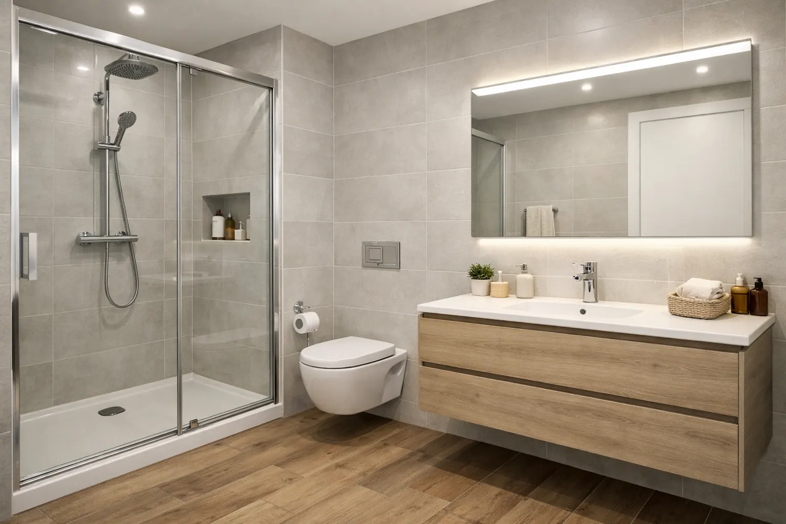 Reforma completa de baño en piso de 60 metros en Madrid con acabados de calidad