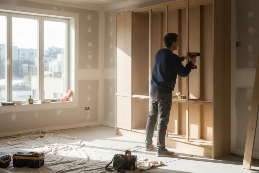 obrero-instalando-mueble-a-medida-en-salon